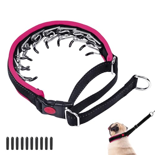 Martingale No Pull Dog Collar - Heavy Duty Nylon With Buckle, Adjustable Anti Pull Reflective Slip Collar for Large Medium Small Dog Training Walking L Hot Pink by Monstoyo - Used condition - US$27.14