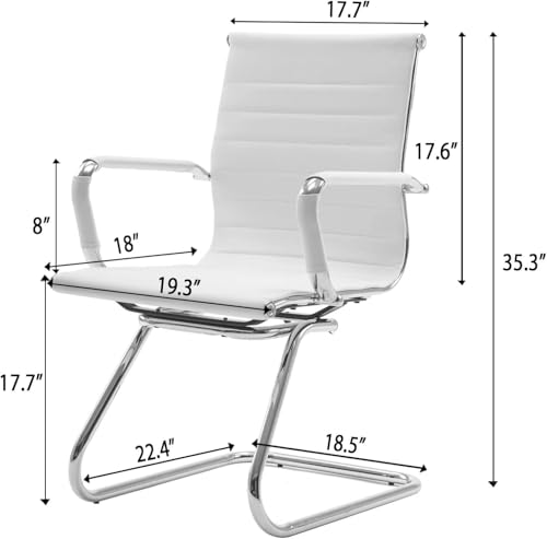 Image of HNY Leather Office Guest Chairs & Reception Chairs Set of 4, Modern Waiting Room Chairs with Arms, Desk Chair no Wheels with 4 PCS