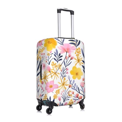 Cartoon Vintage Flower Travel Luggage Cover for Suitcase Anti-Scratch Fashion Suitcase Protector Washable Elastic Baggage Covers Fits 22-24 Inch Luggage for Travel Beach Holiday2
