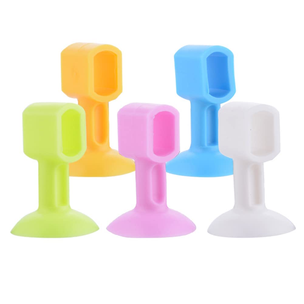 Door Wedge Stoppe, Stops, Stoppers,Silicone Handle Bumper Mute Stop Wall Protection Bathroom and Toilet Stopper, 5pcs-Pink(Multicolor)