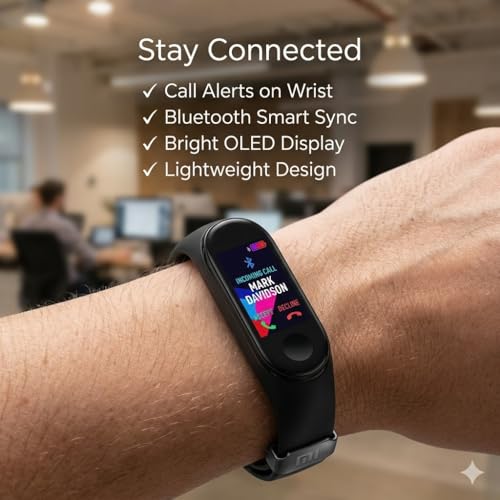 Image of Mabron Smart Fitness Band with Activity Tracking, Step Counter, Call & Message Notifications, Touch Display, Bluetooth Connectivity for Daily Fitness and Exercise