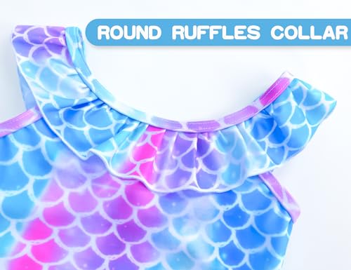 Image of Snowheart Girls Swimsuit One Piece Bathing Suit Kids Quick Dry Shoudler Ruffle Floral Swimwear for 3-12 Years Old