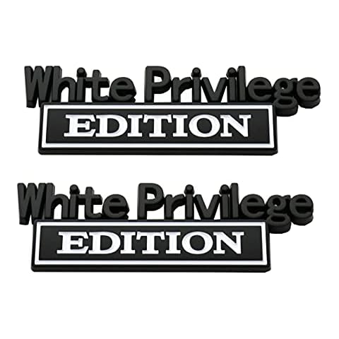 CDD White Privilege Edition Emblem - Badgeslide The Original White Privilege Edition Emblem Fender Badge Replacement for F-150 F250 F350 Silverado 1500 2500 3500 (Black/White) Cover