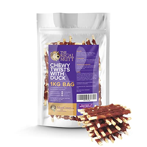 The Regal Mutt - Chewy Twists with Duck - 1kg Bag, Red / light brown, 1 kg (Pack of 1)