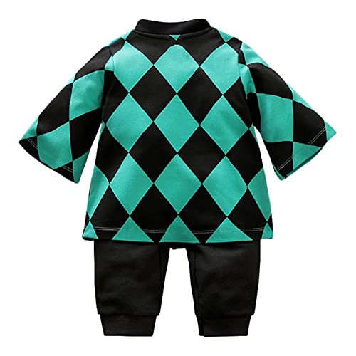 Newborn Baby Anime Jumpsuit Long Sleeve Cute Cartoon Toddler Cosplay Clothes Jumpsuit Set (Green, 6-9 Months)2