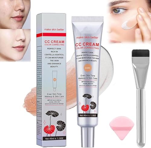 Korean Color Changing CC Cream, 2 In1 Skincare & Makeup, Korean CC Cream Foundation, Korean Color Changing Foundation, Moisturizing Long-Lasting Facial Concealer for Women (dark, 46ml)