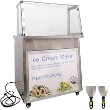 Ice Cream Maker Fried Ice Cream Machine Ice Cream Roll Maker Commercial Stir-Fried Yogurt Maker with Six Buckets and Light 110V 1200W