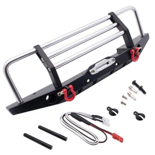 Pare-chocs avant antichoc en alliage avec LED pour réparer et renforcer votre crawler RC 1/10