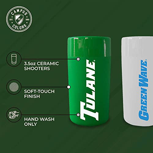 College And University 2-Pack Shot Glasses, Soft Touch Ceramic Shooters, Collegiate Drinkware Set (Tulane Green Wave - Multicolor,) #TOP2