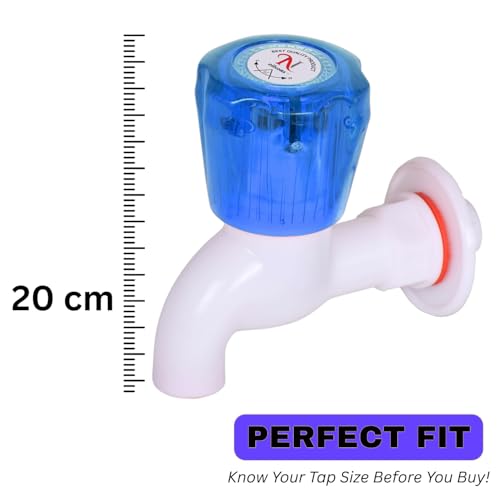 Image of 6PCS Plastic Bib Cock Water Tap Set | Crystal Blue Handle | Unbreakable 15mm Wall Mounted PVC Water Taps for Bathroom, Garden, RO, Utility | Leakproof Household Faucet Combo