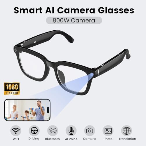 Al Smart Glasses ,1080p HD Camera with Music & Call Features, Ai Bluetooth Glasses for Remote Video Recording, Voice Control,with 32GB Storage for Travel, Sports, Outdoor Use (Anti-Blue Light Lens) - Image 6