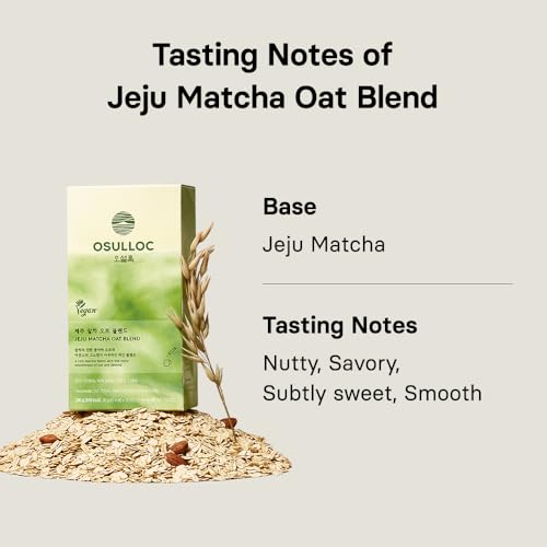 Image of OSULLOC Jeju Matcha Oat Blend (7oz X 10 Packets), Vegan Dairy‑Free, Plant‑Based Instant Matcha Drink Powder, Lightly Sweetened
