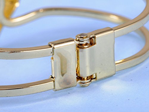 Alilang Golden Tone Sparkly Clear Crystal Rhinestones Black Enamel Cheetah Leopard Jaguar Head Bangle Bracelet3