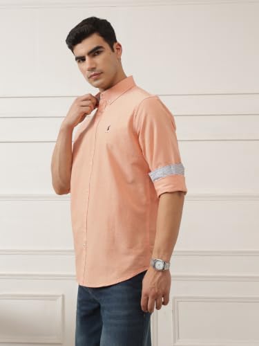 Image of Thomas Scott Men's Cricket Club Collection Classic Regular Fit Twill Shirt | 100% Cotton Long Sleeve Solid Shirt with Button Down Collar (Available in Plus Size)