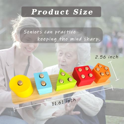 TieGokii Dementia Activities for Seniors,Geometric,Colors & Numbers Cognitive Products for Alzheimers,Wooden Puzzles Gifts & Cognitive Training Games for Elderly - Image 3