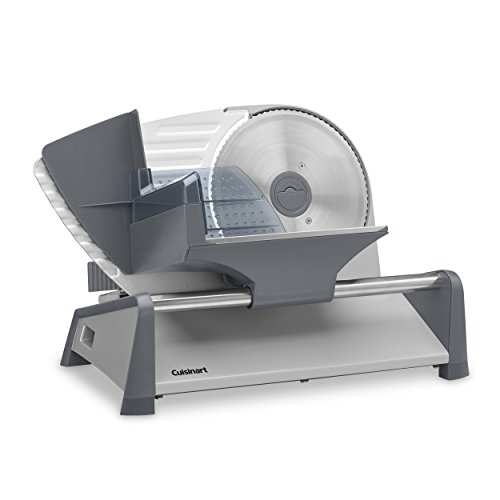 Cuisinart Kitchen Pro Food Slicer, Meat Slicer with Slice Control Knob Adjusts from 1/32" to 1/2" to Slice Bread, Roasts, and Firm Cheeses, Removable 7.5" Stainless Steel Cutting Blade, FS-75, Gray by Cuisinart - Used condition - US$95.54