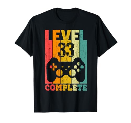 33 Años Cumpleaños Hombre Mujer Regalo Divertido Level 33 Camiseta