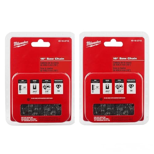 (2-PACK) Replacement for Milwaukee 49-16-2715 16 3/8 Pitch 0.043 Gauge 56 links Saw Chain