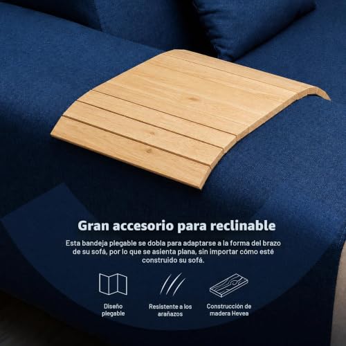 Bandeja para reposabrazos de sofá de madera: evita derrames de bebidas y caídas de mandos 4