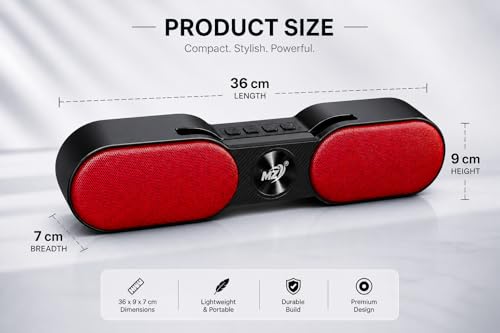 Image of Prime Beat 80W Bluetooth Speaker with Mobile Stand, TWS Pairing, Bluetooth 5.3, 1500mAh Battery, Loud Bass & Clear Sound, USB /TF /FM Support - Wireless Speaker for TV, Laptop, Tablet & Mobile (RED)