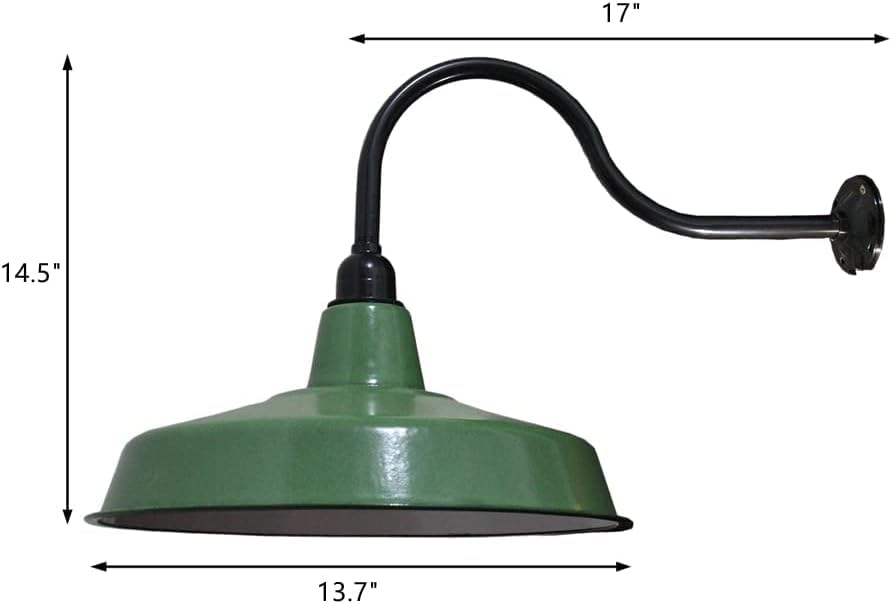 Applique véritable porcelaine vert foncé et tube col de cygne en métal