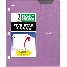 Five Star 2-Pocket Folder, Plastic Folder with Stay-Put Tabs, Fits 3-Ring Binder, Holds 8-1/2" x 11" Paper, Amethyst Purple 333420I-ECM