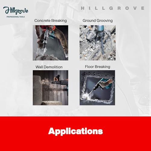 Image of Hillgrove HGCM1063M4 18MM Demolition Chisel+Hammer Concrete Breaker Drill Machine with 2 Bits for Breaking Concrete Wall /Hammer Drill (18 mm Chuck Size, 2200 W)
