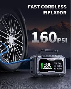 Car Battery Jump Starter with Air Compressor, 8000A Battery Jumper Starter Portable Booster Pack (All Gas/14L Diesel), 160PSI Tire Inflator & 165L/min Blower, 4-Mode 800LM LED, 12V Car Jump Box — photo 3 of 6