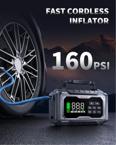 Car Battery Jump Starter with Air Compressor, 8000A Battery Jumper Starter Portable Booster Pack (All Gas/14L Diesel), 160PSI Tire Inflator & 165L/min Blower, 4-Mode 800LM LED, 12V Car Jump Box β image 3