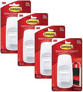 Command 4-Packages of 7.5 lb Capacity Hook, Indoor Use, Jumbo, White (17004ES)