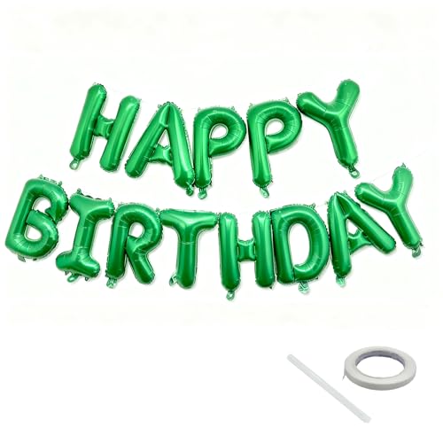 Image of Happy Birthday Balloon Banner Set -16 Inch Foil Letters Balloons, Reusable Birthday Decorations and Party Supplies, Suitable for Men and Women's Birthday Decorations (Green)
