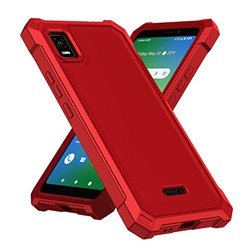 Ailiber For Cricket Vision Plus Phone Case, Cricket Vision+ Case With Screen Protector, 2 Layer Structure Protection, Shockproof Corners Tpu Bumper, Military Grade Protective Cover For Vision Plus-Red #TOP6