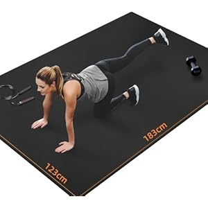 Alfombrilla de ejercicio grande para gimnasio en casa, de 183 x 123 x 0,7 cm, alfombrilla de entrenamiento innhom para fitness, ejercicios de piso, HIIT, cardio, trabajo de gimnasio, equipo de suelo de goma resistente para gimnasio