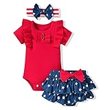 Aalizzwell Newborn Girls 4th of July Clothes Baby Independence Day American Flag Outfit Stars Stripes NB USA Clothing Red