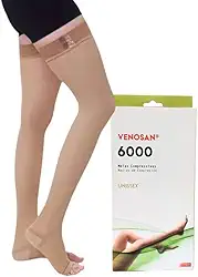 Meia Venosan 6000 de Média Compressão 20-30 mmHg 7/8 Bege Pé Aberto Varizes Gravidez Idoso