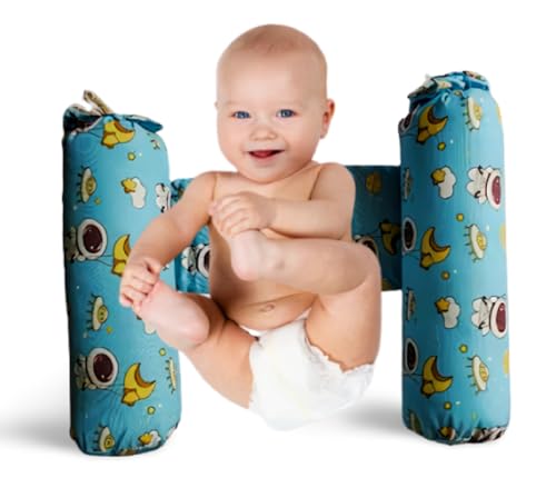 HUG PUPPY Anti Rolling Pillow Bolsters for Sleeping, Baby Side Sleep Comfort Pillow Pillow Back Support for Newborn Infant, Head Protector for Baby Safety 3D Print (Light Blue)