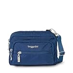 Baggallini Women Triple Zip Travel Crossbody Bag, Pacific