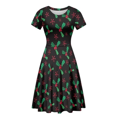 Image of Irisjudy T Shirt Dress for Women Short Sleeve Girls Short Sleeve Dress Plus Size, O Neck Knee Length Midi Dress for Ladies