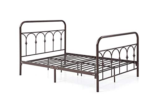 Hodedah Complete Metal Bed With Headboard, High Footboard, Slats And Rails, Queen Size, Bronze #TOP21