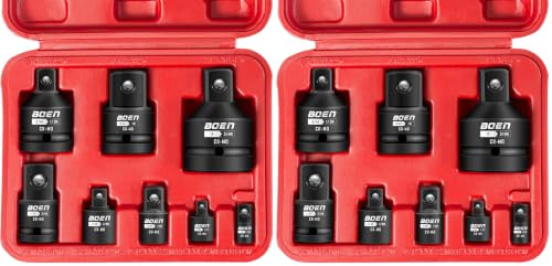 Image of BOEN 8 Piece Impact Socket Adapter and Reducer Set, 1 /4 inch 3 /8 inch 1 /2 inch 3 /4 inch Drive Socket Adapter Set with Durable Case for Impact Driver Conversions (Upgraded) (Pack of 2)