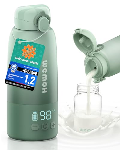 Image of Upgraded Portable Milk Warmer with Self-Clean Function, 110W Fast Heating for Breast Milk & Formula, 16oz Large Capacity Travel Bottle Warmer, USB-C Fast Charge, Ideal for Hiking, Flights & Car Use