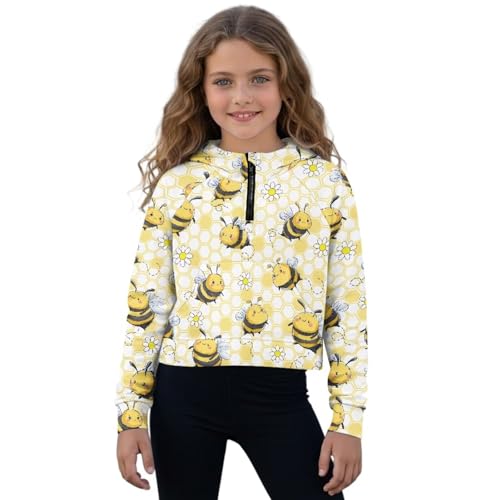 Sweat à capuche fille facile à enfiler pull chaud anti-coup de froid mi-saison motif abeille