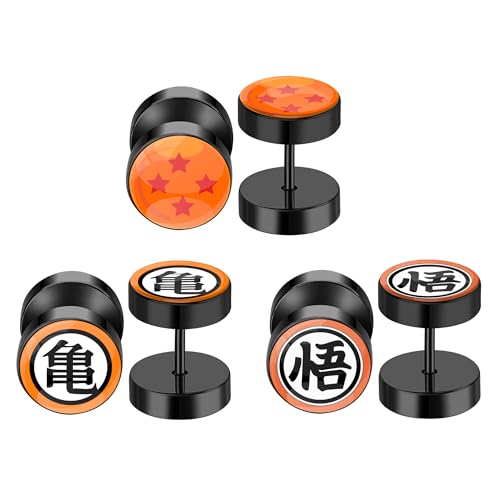 6 Pairs Dragon Warrior Cosplay Anime Plug Earrings Jewelry for Men and Women | Fake Gauge Earring3