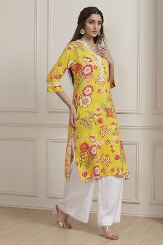 Image of BIBA Women Floral Printed Straight Kurta