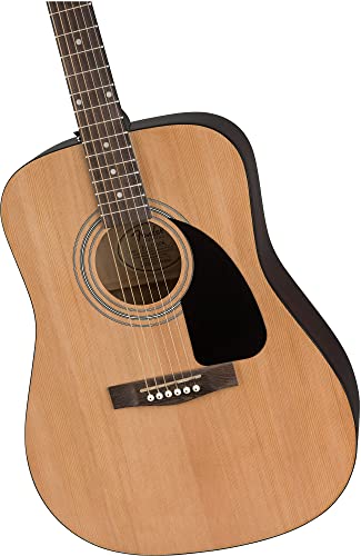 Fender Fa-125 Acoustic Guitar - Natural Bundle With Gig Bag, Tuner, Strings, Strap, Picks, Austin Bazaar Instructional Dvd, And Polishing Cloth #TOP4