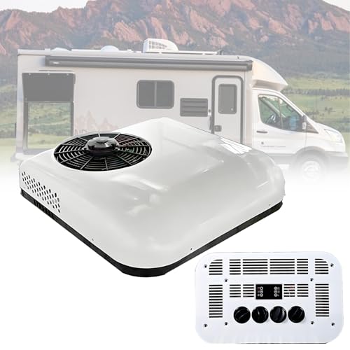 Aire acondicionado de techo para RV de 12 V/24 V, unidad de aire acondicionado para cabina de camión eléctrico, enfriamiento de bajo ruido, para semirremolque, camioneta, tractor, autobús. Cold-12V