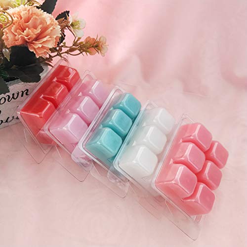 Jucoan 100 Pack Plastic Wax Melt Clamshell Mold, 6 Cavity Square Clear Wax Molds For Diy Wax Melt Candle Soap #TOP2