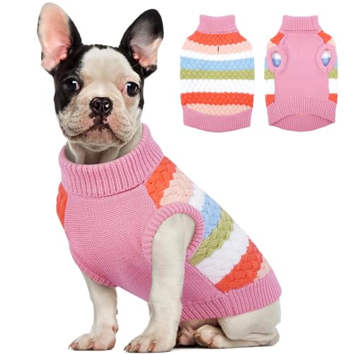Kuoser Dog Sweater, Thermal Dog Sweaters for Medium Dogs Girl Boy, Pink M