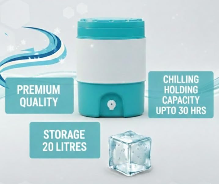 Image of Aqua Cool Water Jug | Long-Lasting Cooling up to 30 Hours | Heavy-Duty Insulated Water Container (Sea Green, 18 litres)