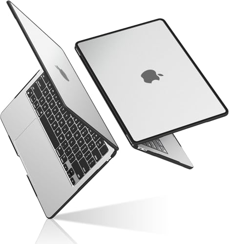 BlueSwan Cover compatibile con MacBook Air M1 13 Pollici A2337 A2179 A1932 (2020-2018) con Retina Display, Custodia Protettiva Rigida per MacAir 13,3 M1, Bordo in TPU - (Bordo Nero) Trasparente Opaco